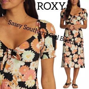 🆕⭐Roxy Black Floral Midi Dress